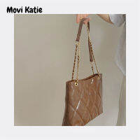 Movi Katie กระเป๋าโท้ท ผู้หญิงที่มีคุณภาพสูงหนังแกะเย็บกระเป๋าโซ่เพชร