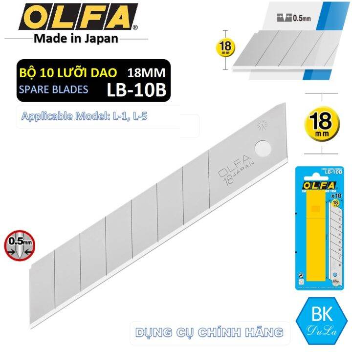 Lưỡi dao Nhật]Hộp 10 Lưỡi dao cắt 18mm Nhật Olfa LB-10B hộp 10 lưỡi- Màu  bạc | Lazada.vn