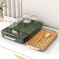 Modern Rectangular Serving Tray with Handles for Tea  Coffee  Breakfast  Snacks - Use in Kitchen  Bathroom &amp; Office  Home Decor Baking Trays  Pans