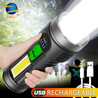 Built-in Battery Flashlight Strong Light Rechargeable Super Bright Long-range Home Outdoor Portable LED Torch with COB SideLight