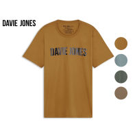 DAVIE JONES เสื้อยืดพิมพ์ลายโลโก้ สีเขียว Logo Print Slim fit T-Shirt in green TB0298BR SL GR KH