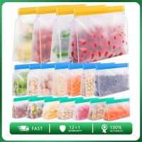 PEVA Food Bag Silicone Ziplock Stand Up Bag Food Storage Leakproof Zip Shut Bag Reusable Kitchen Fruit Vegetable Fresh Bag Food Storage Dispensers