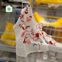 IKEA ผ้าเช็ดจาน ผ้าเช็ดมือ ผ้า อิเกีย ลายดอกไม้ 45x55ซม. ผ้าขี้ริ้ว ผ้าเช็ดทำความสะอาด อเนกประสงค์ ผ้าเช็ดโต๊ะ