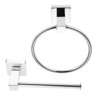 1set Round Bathroom Towel Ring and Toilet Roll Holder 304 Stainless Steel Toilet Wall Mount Holder