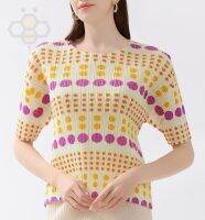 ❐ Aiden001 6164 Average Size Pleated Polka Dot Round Neck Short-Sleeved Top Summer Sweet And Versatile Printed Dotted Womens T-Shirt