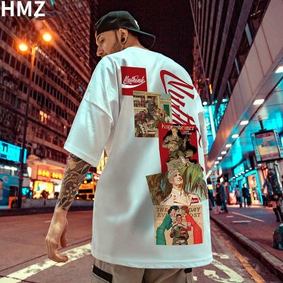 HMZ Summer Men Tee Streetwear Oversized T Shirt Gothic High Street Hip Hop Cotton T-shirt Summer Harajuku Loose Tshirts Men 5XL
