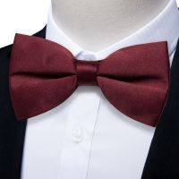 New Arrival Father and Son Burgundy Red Bow Ties Men Boys Silk Classic Wedding Bowtie Formal Business Man Waistcoat Cravat Decor Boys Clothing