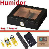 Travel Ciggare Humidor Box Storage Case with Humidifier/ Ciggar Cutter/ 69% Moisturizing Bag/Ciger Holder Decorative Accessories