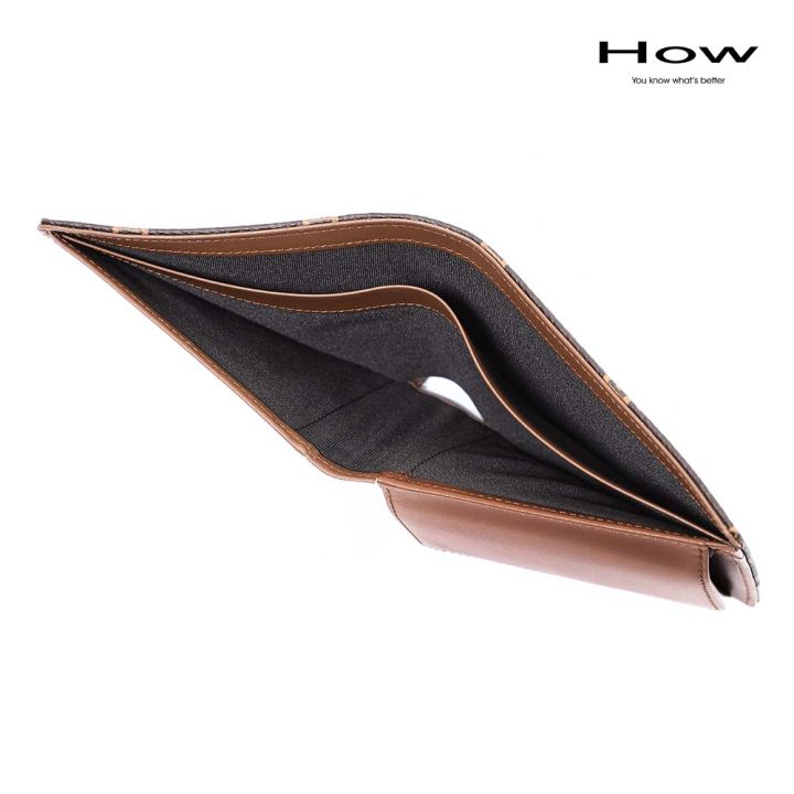 how-กระเป๋าสตางค์พับสั้น-มีช่องใส่เหรียญ-รุ่น-hhw0292-สีน้ำตาล