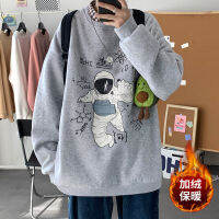 MOLAN เสื้อสเวตเตอร์นักเรียนหลวมขนาดบวกกราฟฟิตีผู้ชายขนาดบวก จัมเปอร์อเนกประสงค์ เสื้อโค้ทคอกลมฤดูใบไม้ร่วง