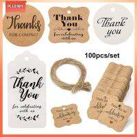 PLLEWY 100pcs การ์ด งานแต่งงาน แฮนด์เมด ห่อพัสดุ ขอขอบคุณ ปอกระเจา แท็กของขวัญคราฟท์ ป้ายแขวน