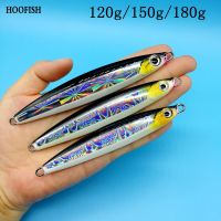 HOOFISH 1PCS 120g/150g/180g Metal Spoon jig Fishing lure Deep Sea Luminous bait Artificial fishing accessories