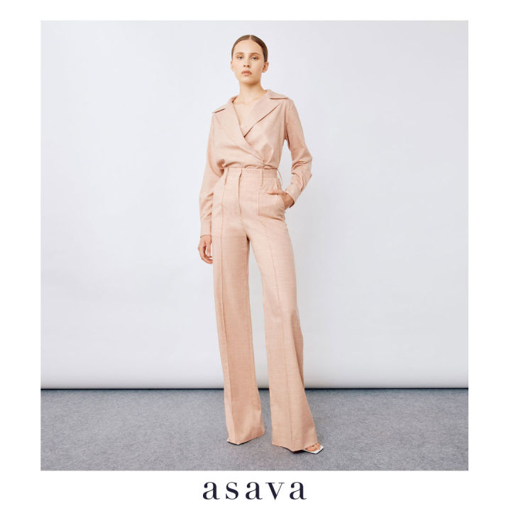 asava-aw22-asava-classic-high-waisted-straight-leg-pants-กางเกงผู้หญิง-เอวสูง-กระเป๋าเฉียง-ซิปหน้า
