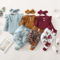 3Pcs Newborn Girl Clothes Set 3 Months Baby Girl Clothes Toddler Girl Outfits Baby Bodysuit Bow Pants Infant Kids Clothing