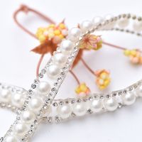 10 Yard Pearls Rhinestones Cup Chain Hot Fix Rhinestone Chain Ribbon Trimming Hot Fix Patches Applique B3980