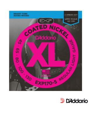 DAddario  EXP170-5 สายกีตาร์เบส 5 สาย แบบเคลือบ วัสดุนิกเกิล ของแท้ 100% (Light, 45-130) ** Made in USA **