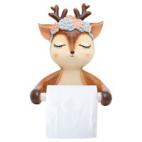 Cute Cartoon Deer Toilet Paper Holders Creative Animal Wall Mounted Hanging Roll Paper Shelf Bathroom Tissue Box Storage Rack