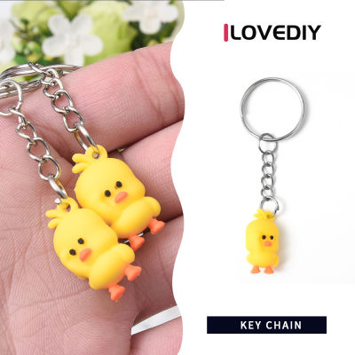 ILOVEDIY โซ่กุญแจสำหรับเป็ดน้อยน่ารักสีเหลืองตลกสำหรับผู้หญิงและผู้ชาย,1/2/10ชิ้นพวงกุญแจตกแต่งกระเป๋าเป้สะพายหลังรถคู่รัก