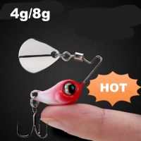 HE1SHANE 4g/8g ช้อนโลหะ เลื่อม หมุน การสั่นสะเทือน เหยื่อตกปลาโลหะ ตะขอแหลม Wobblers Crankbaits VIB ล่อ