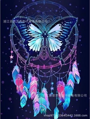 （HOT) ผลิตภัณฑ์ใหม่ของ Diamond Painting Butterfly Series Full Diamond 5DIY ภาพวาดตกแต่งห้องนอนห้องนั่งเล่น สอบถามปริมาณมาก