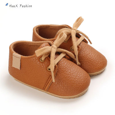 HuaX รองเท้าผ้าใบเด็กทารกรองเท้าทารกหญิง Pu นุ่มพื้นรองเท้ายางเด็กวัยหัดเดินรองเท้าสำหรับ3-12เดือน