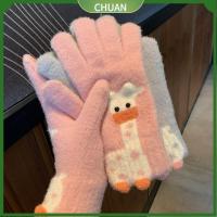 CHUAN หน้าจอสัมผัสหน้าจอ ถุงมือถักนิตติ้ง หนาขึ้น กันลม ถุงมือสั้นสั้น วันต่อวัน หลักฐานความเย็น ถุงมือนิ้วทั้งหมด ฤดูหนาวฤดูใบไม้ร่วงฤดูหนาว