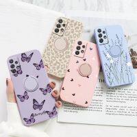 เคส Samsung Galaxy A13 4G A 13,เคสที่วางแหวนแม่เหล็กกันกระแทก GalaxyA13ดอกไม้ฝาครอบหลังซิลิโคน