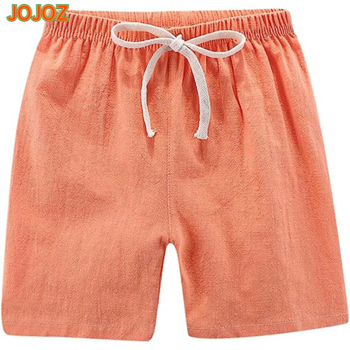 jojoz-กางเกงขาสั้นหลวมสีทึบลำลองกางเกงขาสั้นผ้าฝ้ายเด็กฤดูร้อนสำหรับเด็กหญิงเด็กชายอายุ3-8ปี
