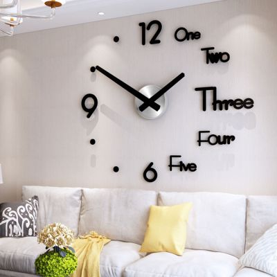 [24 Home Accessories] นาฬิกาติดผนังดิจิตอลแบบ DIY 3D สติกเกอร์ที่ทันสมัยขนาดใหญ่เงียบนาฬิกาตกแต่งสำนักงานสำหรับ Hiasan Kamar อยู่อาศัย