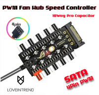 PWM Fan Hub Speed Controller 10Way Pro Capacitor (ใช้ต่อพัดลม 10ตัว แยก Capacitor 10ตัว พร้อมส่ง)