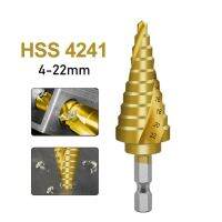 4-22mm 6-35mm HSS Spiral Fluted Step Cone Drill Bit Titanium Carbide Hole Cutter Wood Metal Hole Cutter Core Drilling Tools Drills Drivers