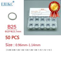 50ชิ้น ERIKC Shims ปะเก็นหัวฉีดน้ำมัน B25สำหรับหัวฉีด Bosch คอมมอนเรลลิฟท์ขนาดชุดแผ่นจีม: 0.96มม.-1.14มม.