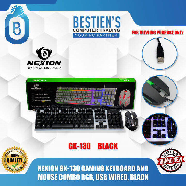 NEXION GK130 GAMING KEYBOARD AND MOUSE COMBO RGB, USB WIRED, BLACK