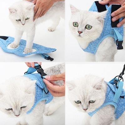 [HOT!] Cat Harness Adjustable Anti escape Small Cat Vest Wiring Harness Light Breathable Soft Pet Traction Belt Kitten Walking Jacket