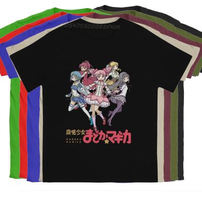 Men T-Shirts Magical Girls Classic Vintage Cotton T Shirt Male Men Graphic Tee Puella Magi Madoka Magica Anime T-shirts Camisas