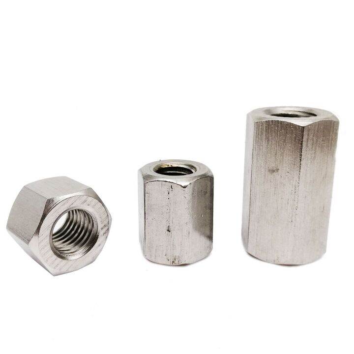 1-2-5-10pcs-m3-m4-m5-m6-m8-m10-m12-304-stainless-steel-hexagon-hex-long-lengthen-rod-connector-joint-sleeve-tubular-coupling-nut-nails-screws-fastene