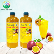 NEW Bộ 2 chai nước cốt chanh dây tươi Mangline Farm Đà Lạt 1000 ml lên men