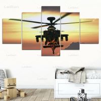 5 Pieces Hd Helicopter Canvas Painting Fighter Propeller Wall Art Poster Modern Home Decor Modular Pictures and Prints No Frame