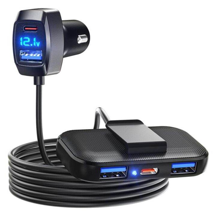 5 Multi Ports Type C Car Charger, 31W USB C Charger Adapter, Voltage  Detection, Multiple Adapter For Back Seat Charging 