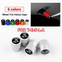 5PCS For Tesla Model 3 Y Badge Emblem Car Wheel Tire Cover Air Valve Stem Caps Auto Wheel Modification Accessories