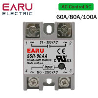 SSR-100AA SSR 60A 80A 100A Solid State Relay โมดูล AC 80-250V อินพุต AC 24-380V สำหรับ PID Temperature Controller