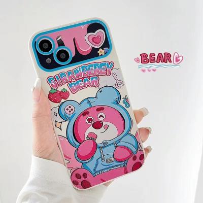 【สำหรับ iPhone】Cute Couple Phone Case Compatible for iPhone 11 14 13 12 Pro Max XR 14 X XS Max Cartoon Strawberry Bear Lotos  Stitch Soft Back Cover