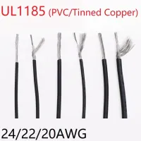 【Booming】 AUGIENB mall UL1185สายป้องกัน24AWG 22AWG 20AWG Single Core Audio สายเคเบิลเครื่องขยายเสียงไฟฟ้าสายทองแดง PVC สีดำ