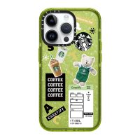 KIKI Original Glitter CASE.TIFY Cute Phone Case for iphone 14 14Pro 14ProMax 11 12 13promax Creative coffee doodle pattern Shock-proof soft case High quality air cushion protection Green