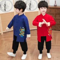 AISAMEFE New Year Boy Suits Chinese Style Dragon Embroidery Pattern 2pcs Boys Sets Fashion New Style 3-8Y Kids Clothes