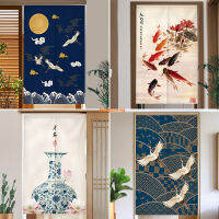 Chinese Style Kitchen Door Curtain Long Living Room Partiiton Doorway Curtain Half Velcro Tape No Nail Self Adhesive Room Curtain