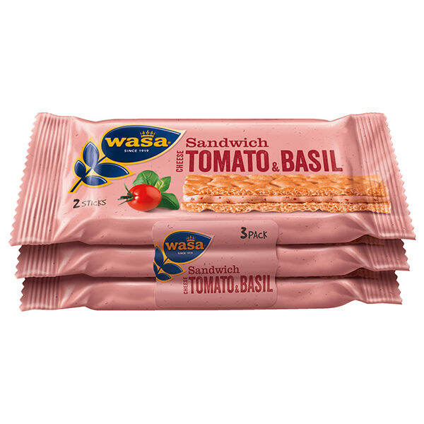 Wasa Sandwich Cracker (Cheese, Tomato & Basil) 3 packs bundle ( 40g x
