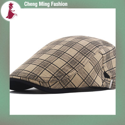 Cheng Ming หมวกเบเร่ต์ผู้ชาย,หมวกเบเร่ต์การพิมพ์ลายสก๊อตย้อนยุคหลากสีปรับได้หมวกนิวส์บอยแฟชั่นกันแดดระบายอากาศได้ดีหมวก Cabbie