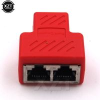 RJ45 LAN Ethernet เครือข่าย1ถึง2ทาง RJ45อะแดปเตอร์แยกสายปลั๊กเสริมตัวเมียขั้วต่อหลอดไฟ LED สายอะแดปเตอร์สำหรับแล็ปท็อป