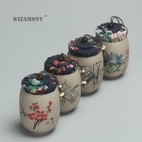 【High-end cups】 1ชิ้น WIZAMONY ขวดชาแคดดี้สำหรับ Puer เครื่องปั้นดินเผาดิบอูหลงชาจีนพอร์ซเลนขวดเซรามิกชากระป๋องกังฟูการจัดเก็บหน้าอก